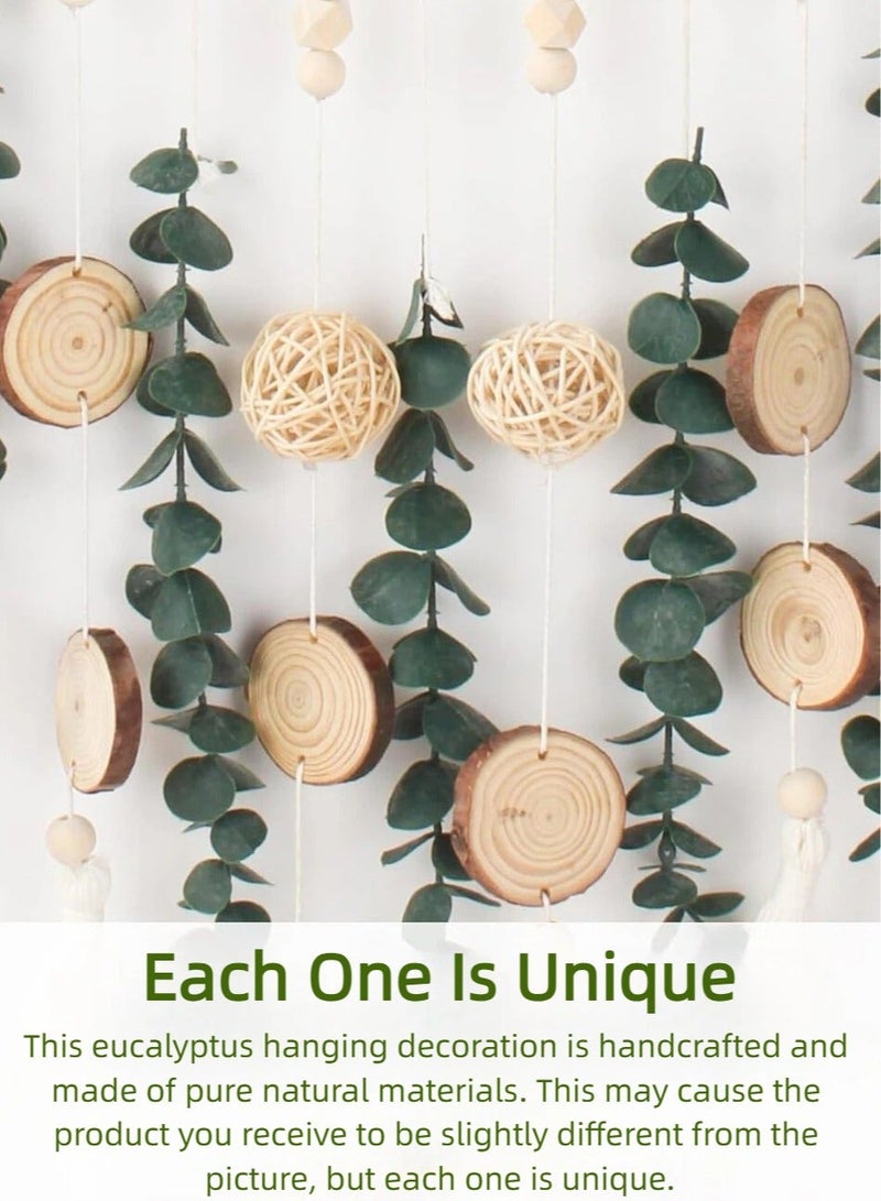 عش الحضري معلق حائطي من المكرميه لعرض الصور، ومنظم لبطاقات الصور وإكسسوارات الشعر مع كرات من الخوص على شكل أوراق، ديكور حائطي يدوي من النباتات الطبيعية على طراز بوهو، هدية - Image 3